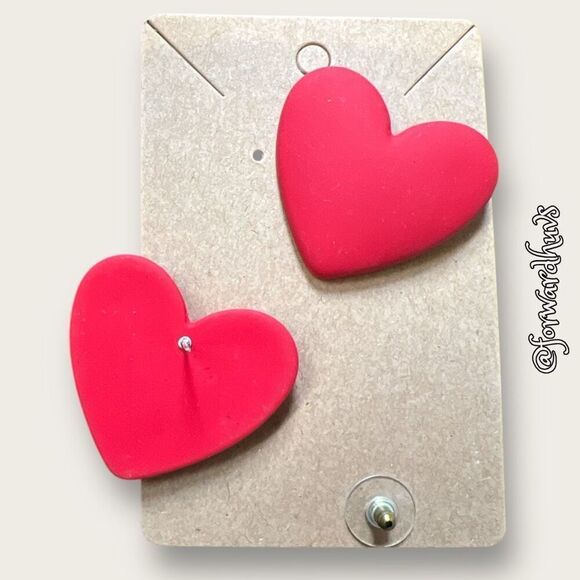 Bundle Sale 3 for $15 | Large Red Heart Earrings - Picture 5 of 7